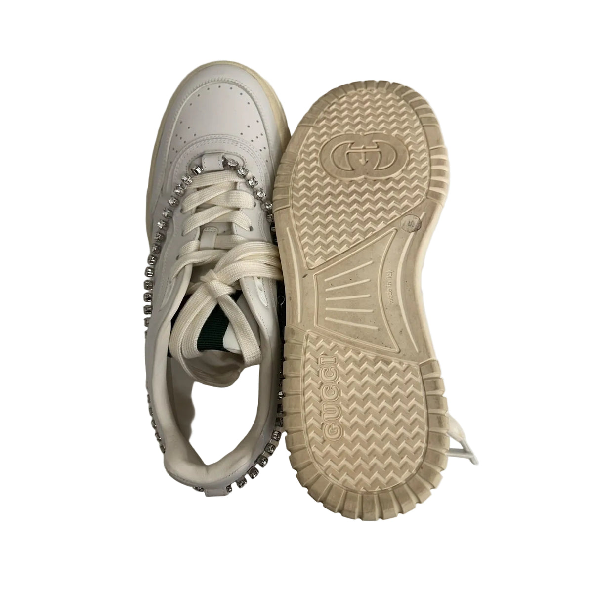 Tenis Gucci Branco Com Strass Tam 38 Br
