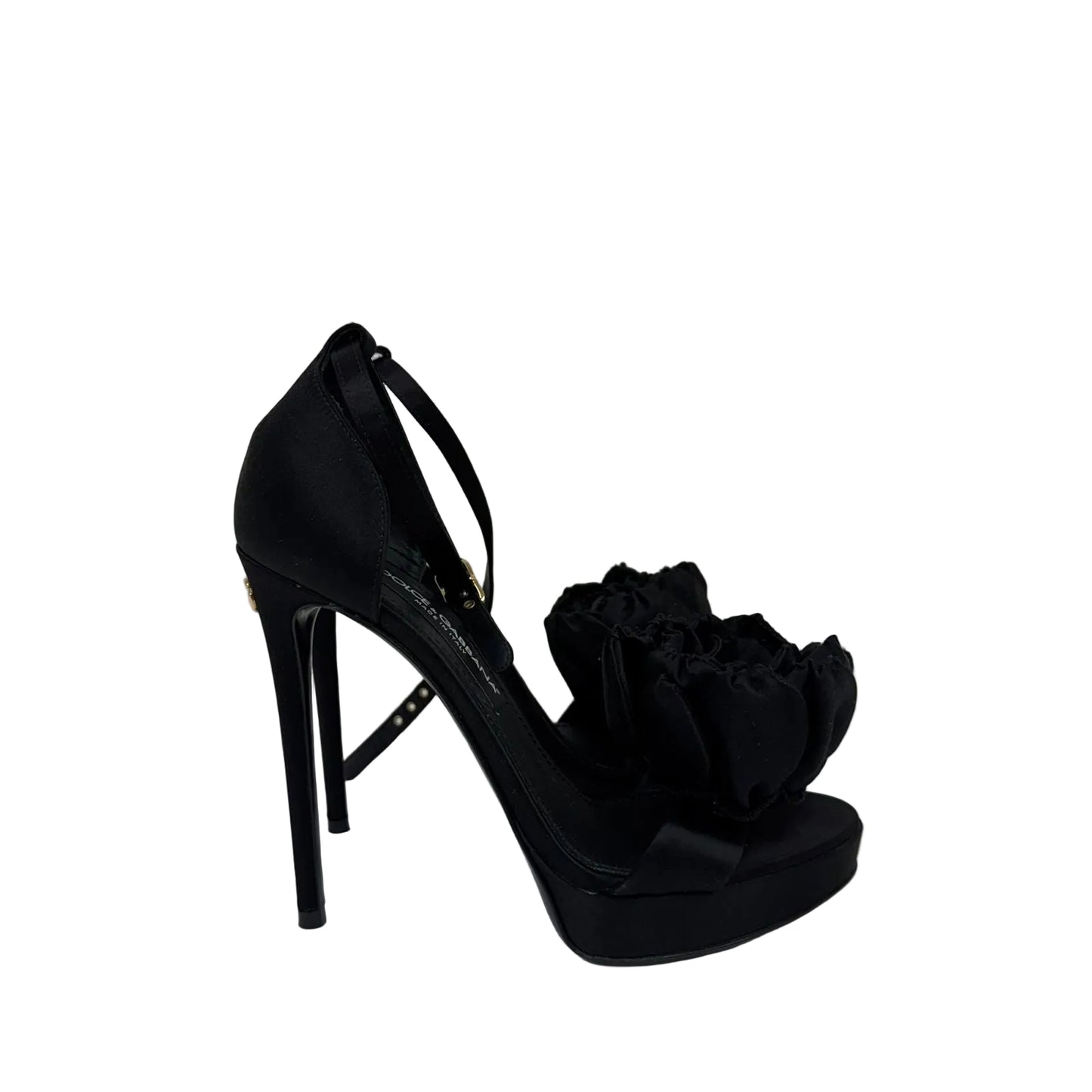 Sandália Dolce&Gabbana Preta Flor Tam 37,5 BR