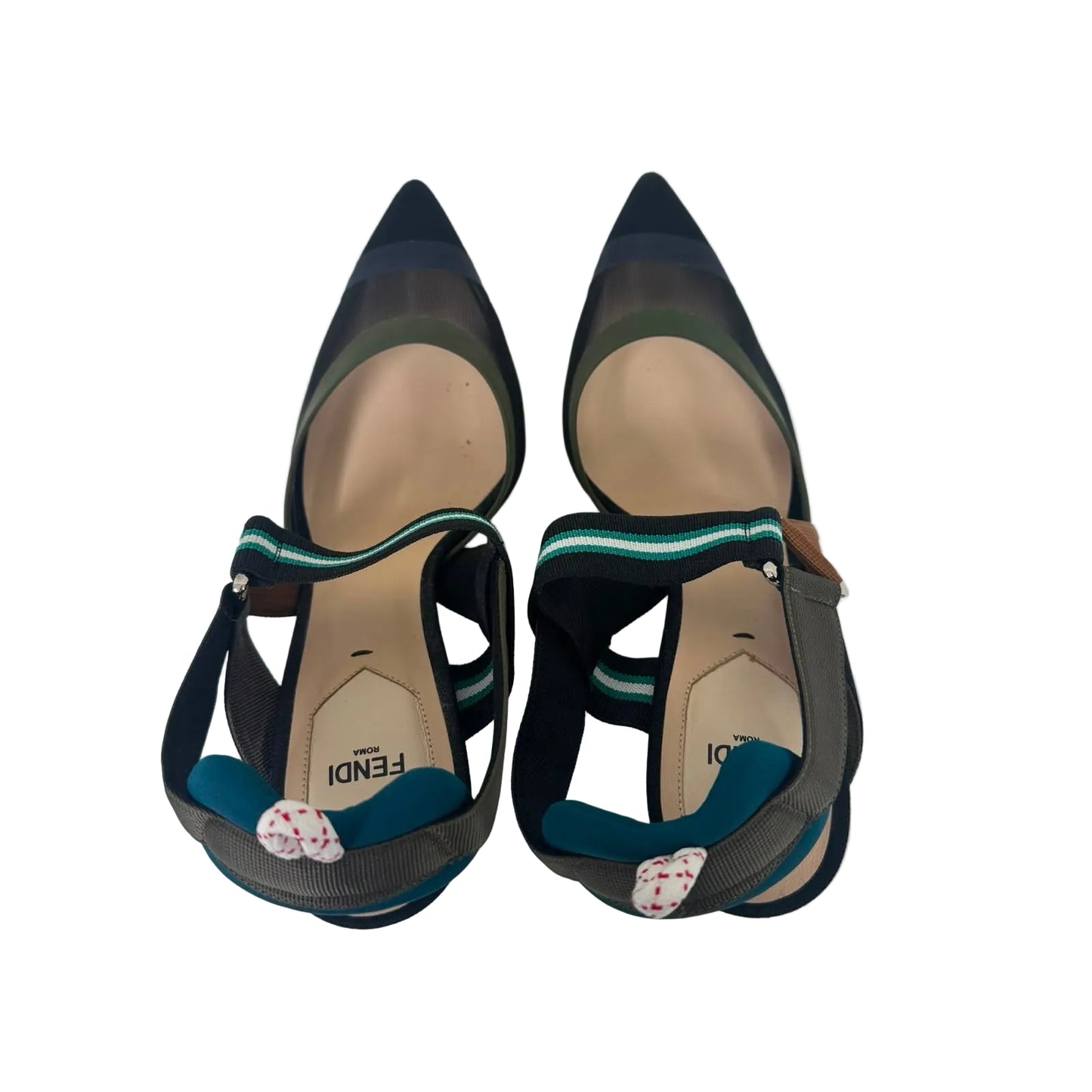 Sapato Fendi Slingback Preto e Azul Tam 37 BR
