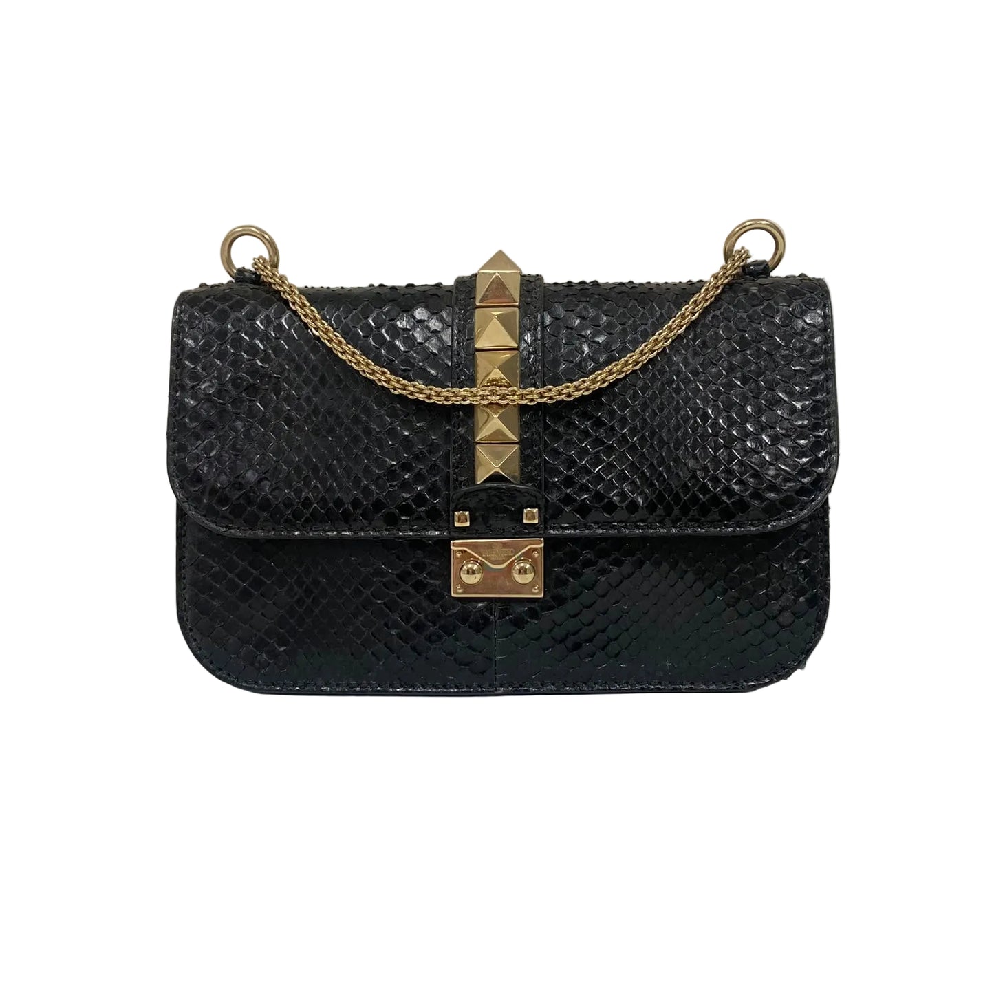 Bolsa Valentino Garavani Rockstud Python Preta