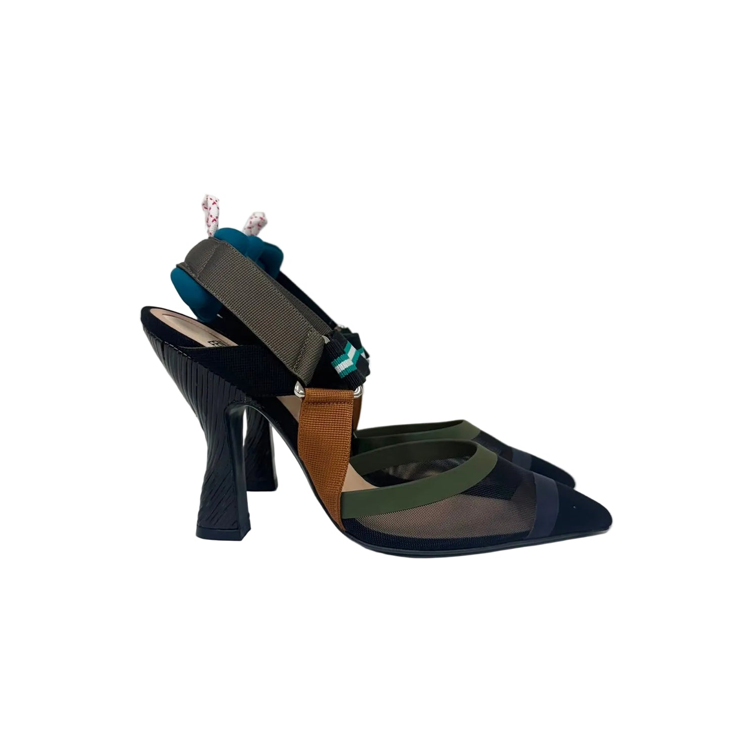 Sapato Fendi Slingback Preto e Azul Tam 37 BR
