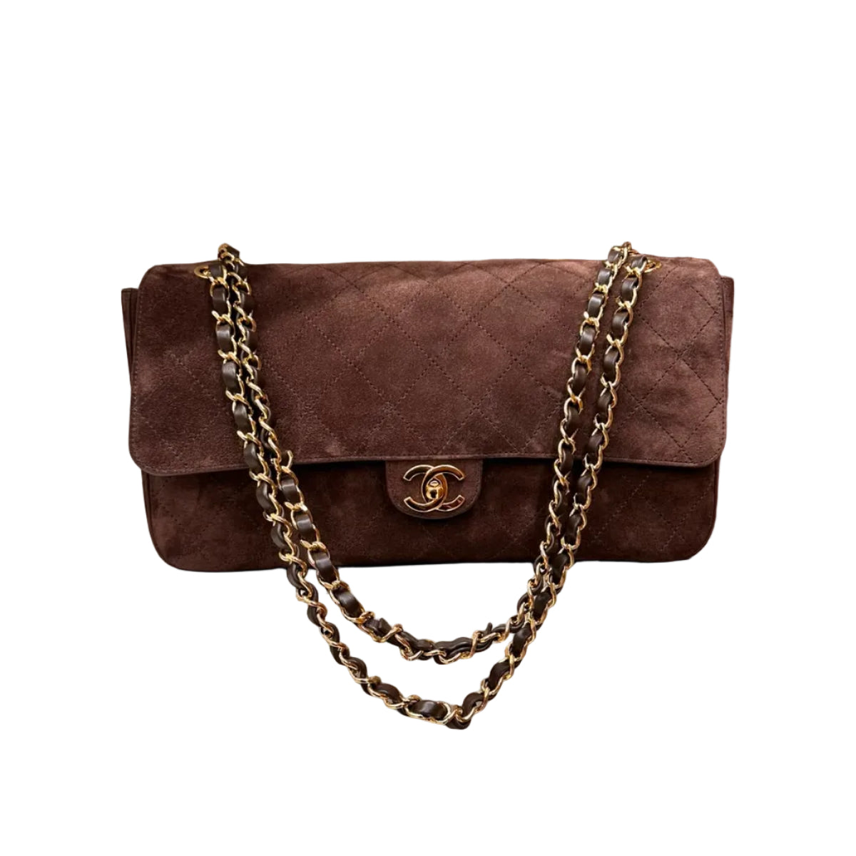 Bolsa Chanel Maxi Flap Marrom Suede