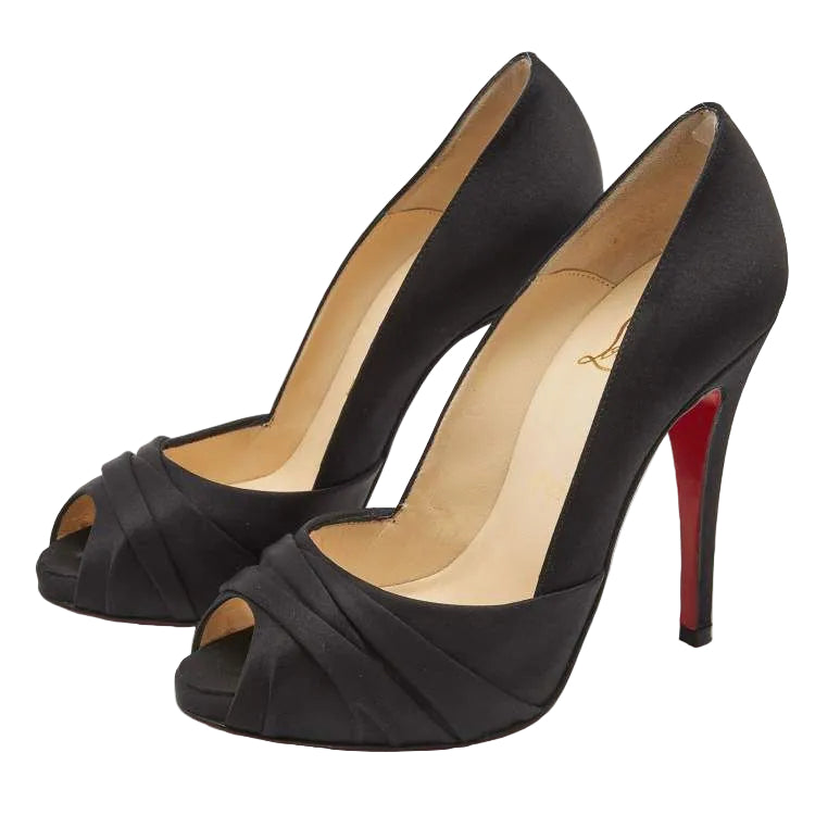 Sandalia Christian Louboutin Preta Tecido Tam 38 Br