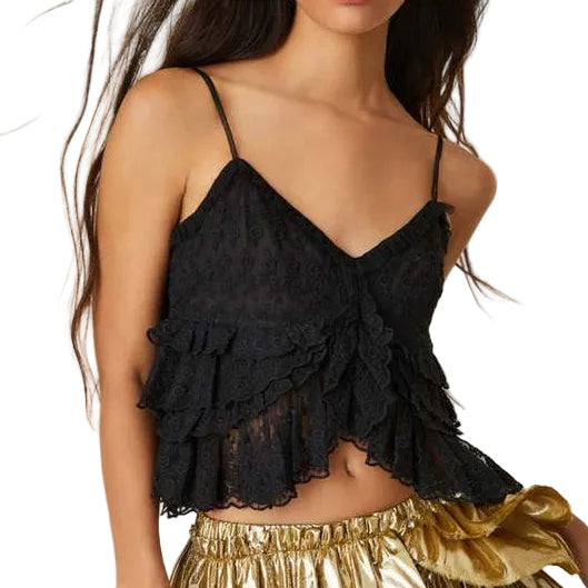Top Love Shack Fancy Bordado Preto Tam PP BR