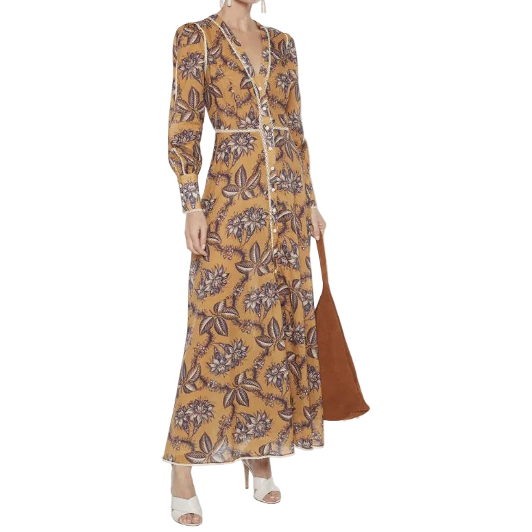 Vestido Zimmermann Estampado Amarelo e Roxo Tam 36 Br