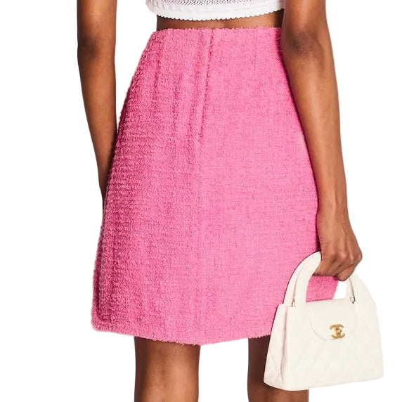 Saia Chanel Rosa Tweed Bolso Tam 34 BR