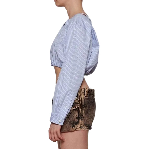 Camisa Cropped Miu Miu Listrada Tam 38 Br