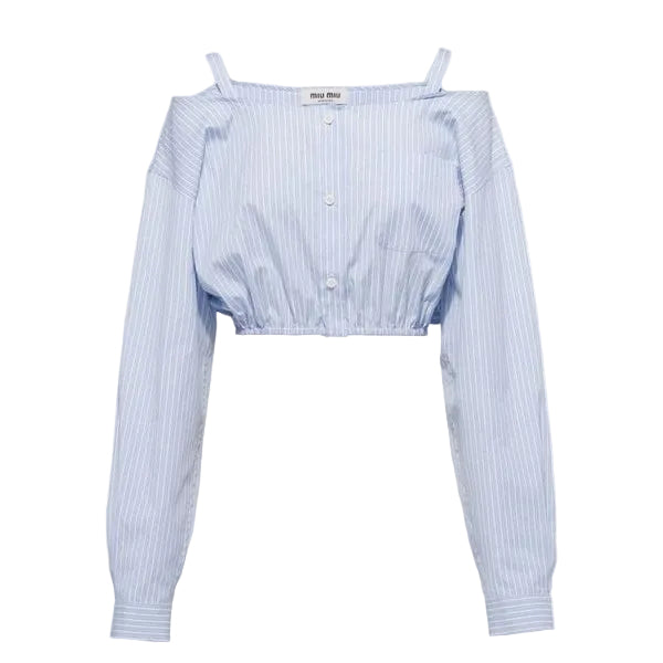 Camisa Cropped Miu Miu Listrada Tam 38 Br