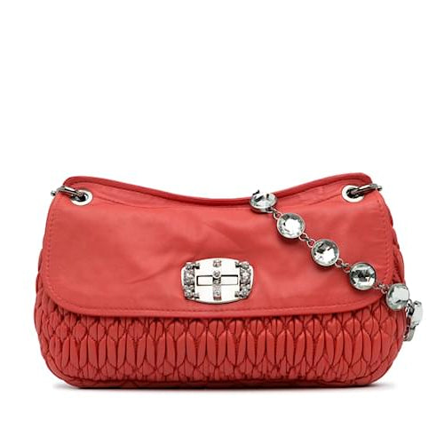 Bolsa Miu Miu Matelassê Crystal Cloqué Coral
