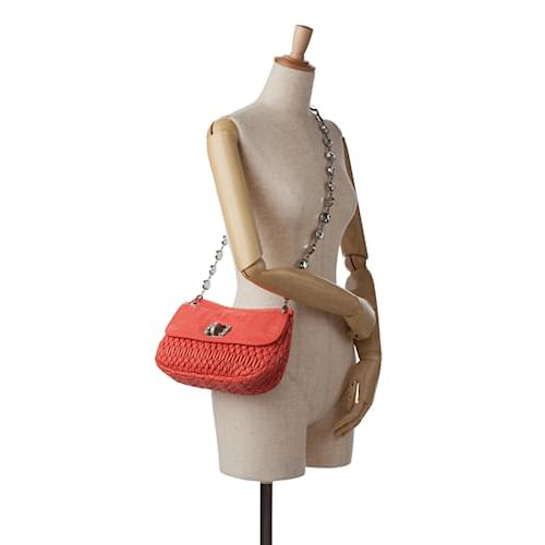 Bolsa Miu Miu Matelassê Crystal Cloqué Coral