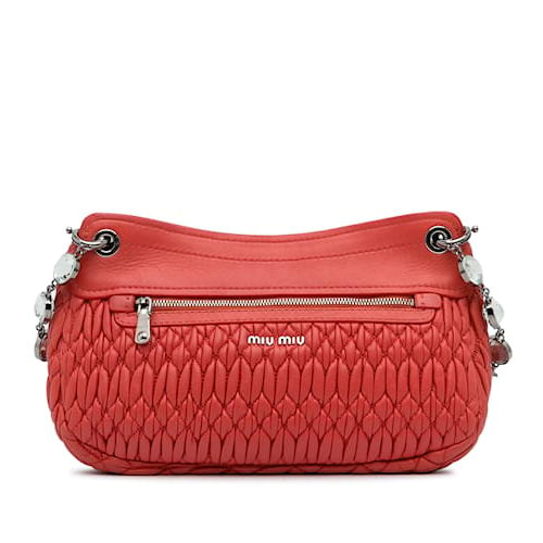 Bolsa Miu Miu Matelassê Crystal Cloqué Coral