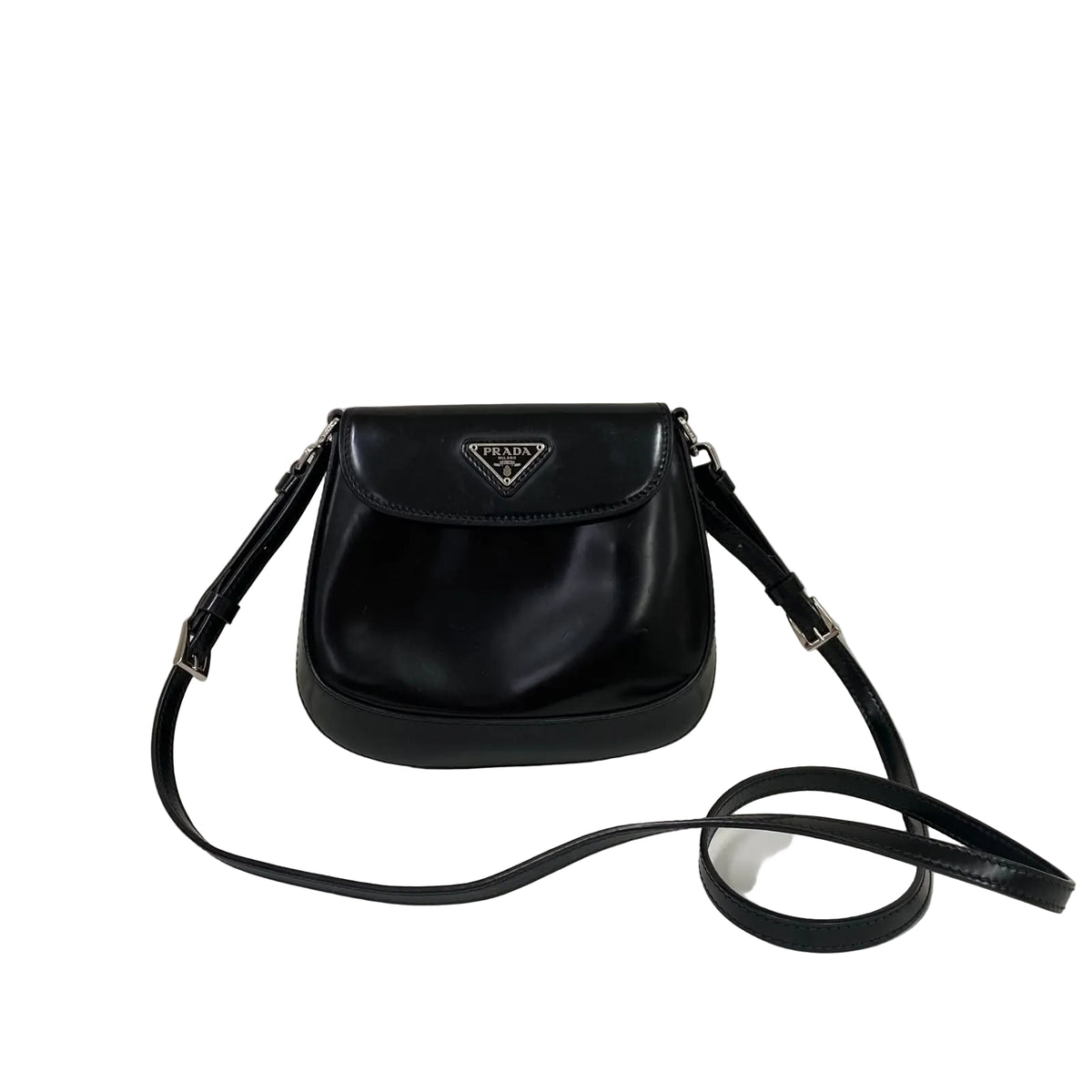 Bolsa Prada Cleo Preta Ferragem Prata