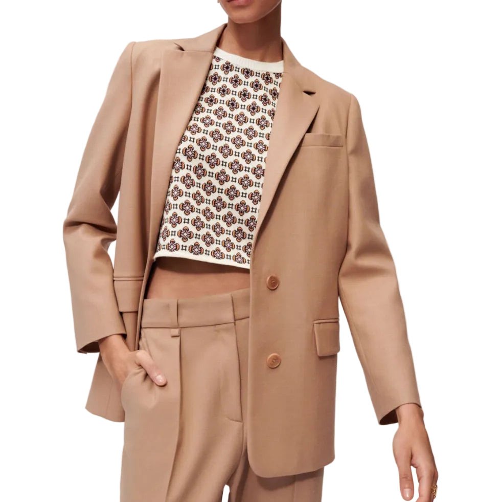 Conjunto Maje Blazer e Calça Bege Tam 38 Br