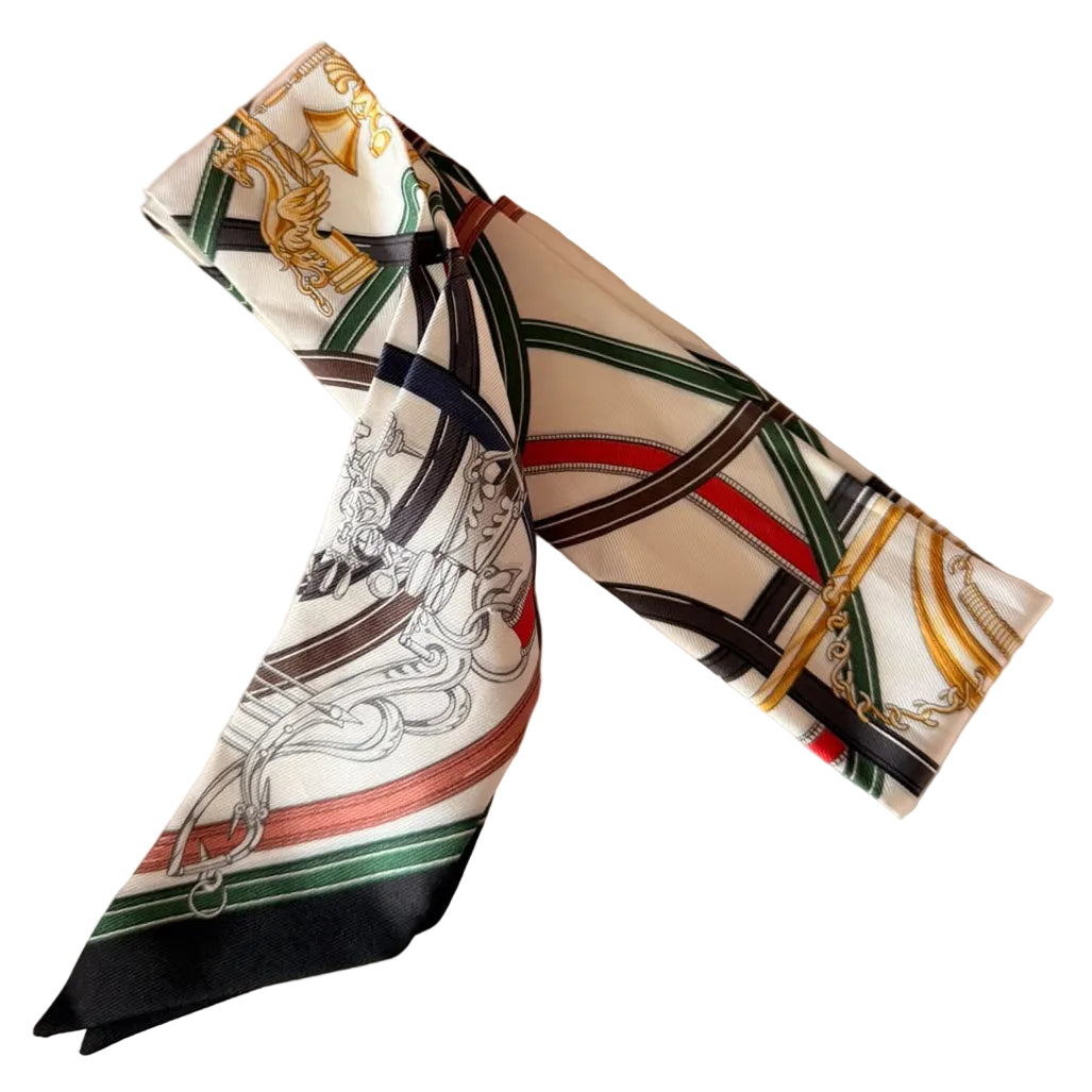 Twilly Hermes Estampa Branco e Preto