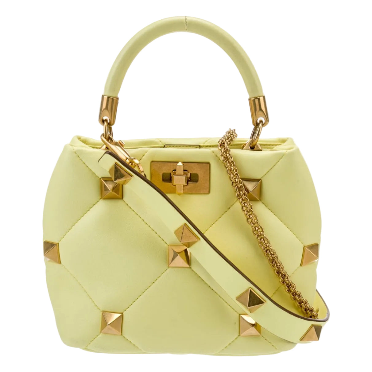 Bolsa Valentino Roman Stud The Handle Small Amarela
