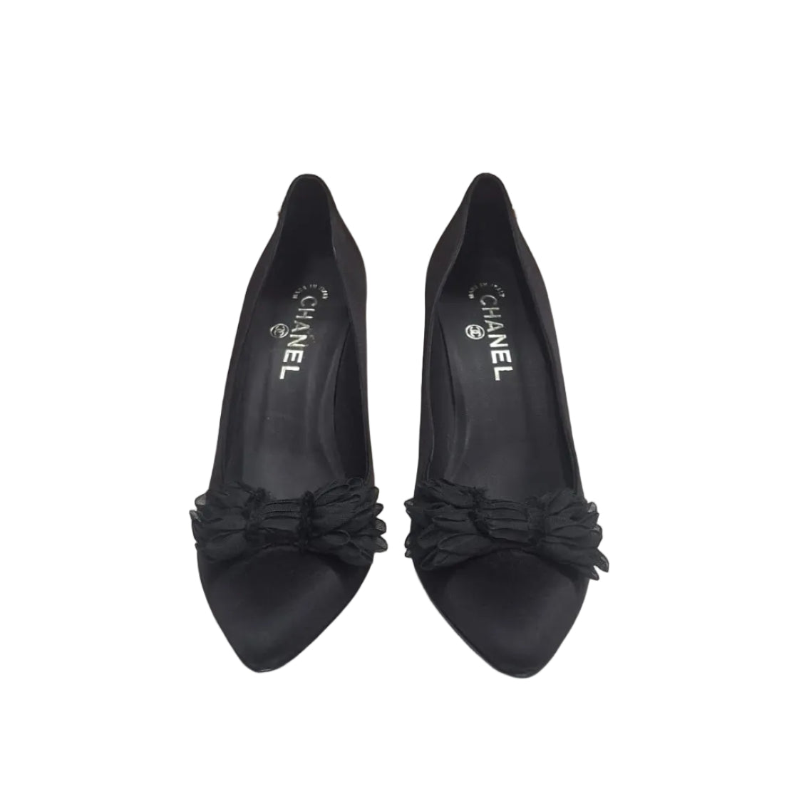 Salto Chanel Preto Com Laço Tam 37 Br