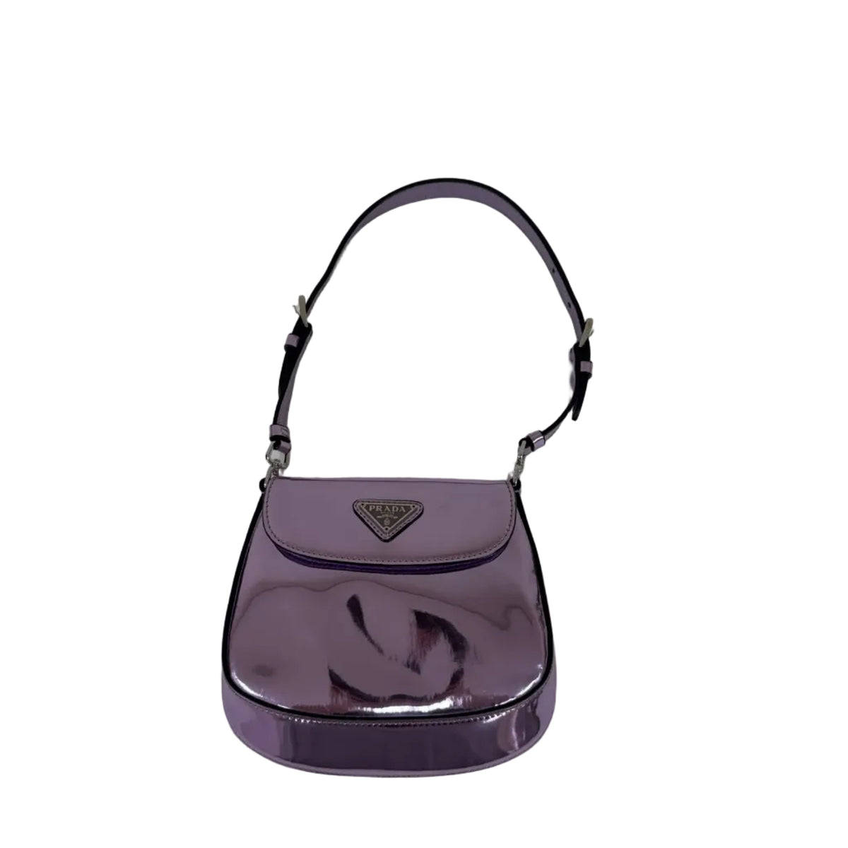 Bolsa Prada Cleo Mini Flap Bag em Couro Roxa