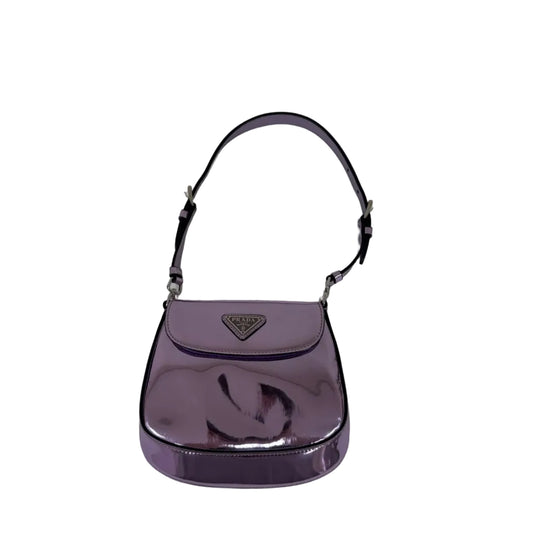 Bolsa Prada Cleo Mini Flap Bag em Couro Roxa
