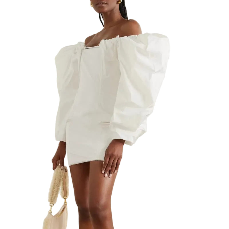 Vestido Jacquemus Manga Bufante Branco Tam 38 Br