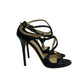 Sandalia Jimmy Choo Preta Estampa Cobra Tam 38 Br