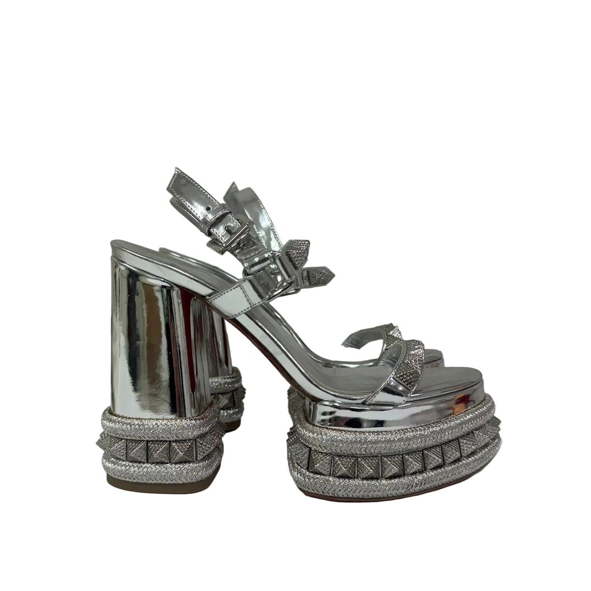 Sandalia Louboutin Prata Com Spikes Tam 34 BR