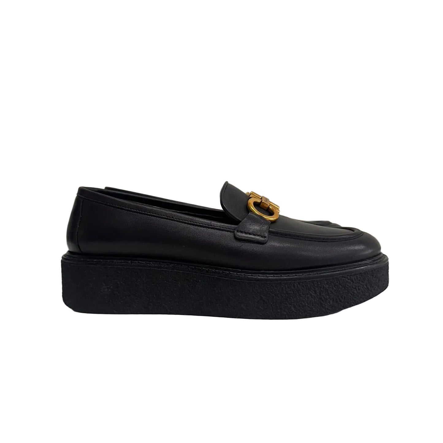 Mocassim Salvatore Ferragamo Preto Ferragem Dourada Tam 38 Br