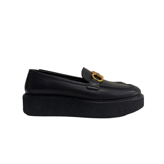 Mocassim Salvatore Ferragamo Preto Ferragem Dourada Tam 38 Br