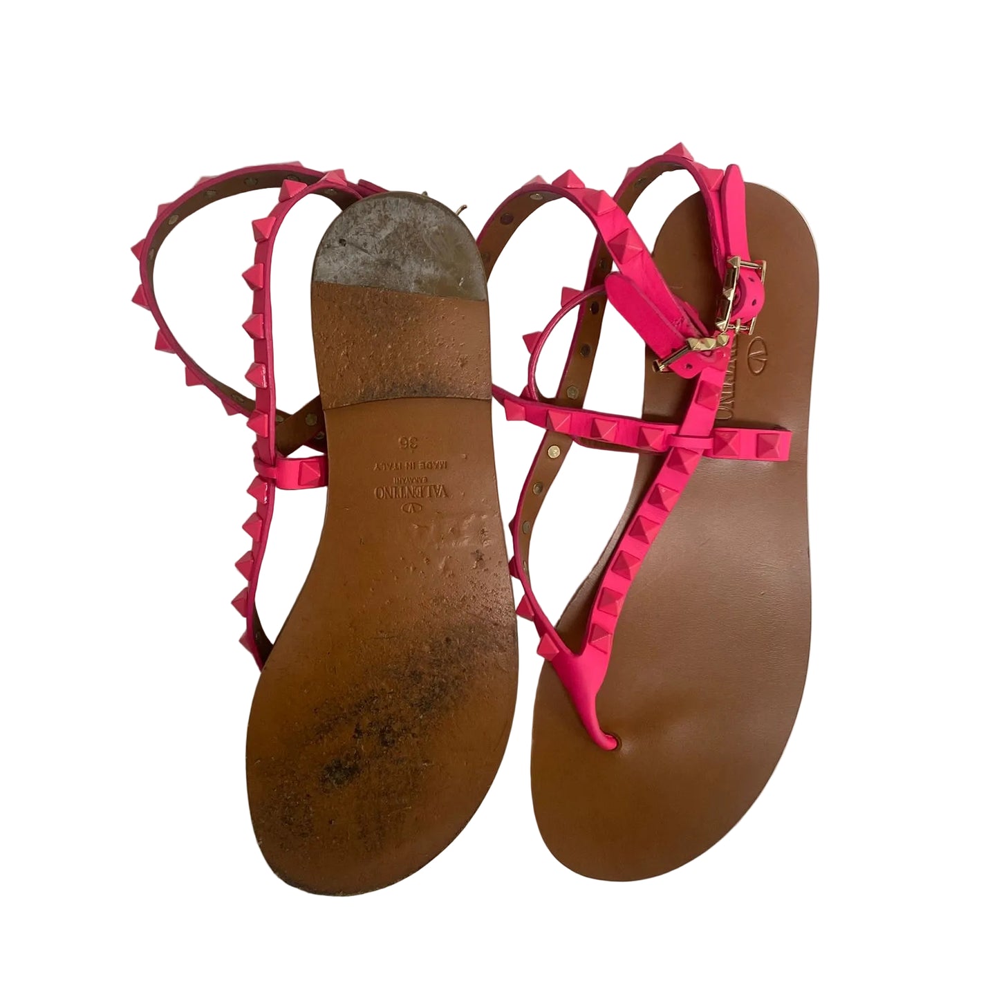 Rasteira Valentino Rosa Com Spikes Tam 34 Br