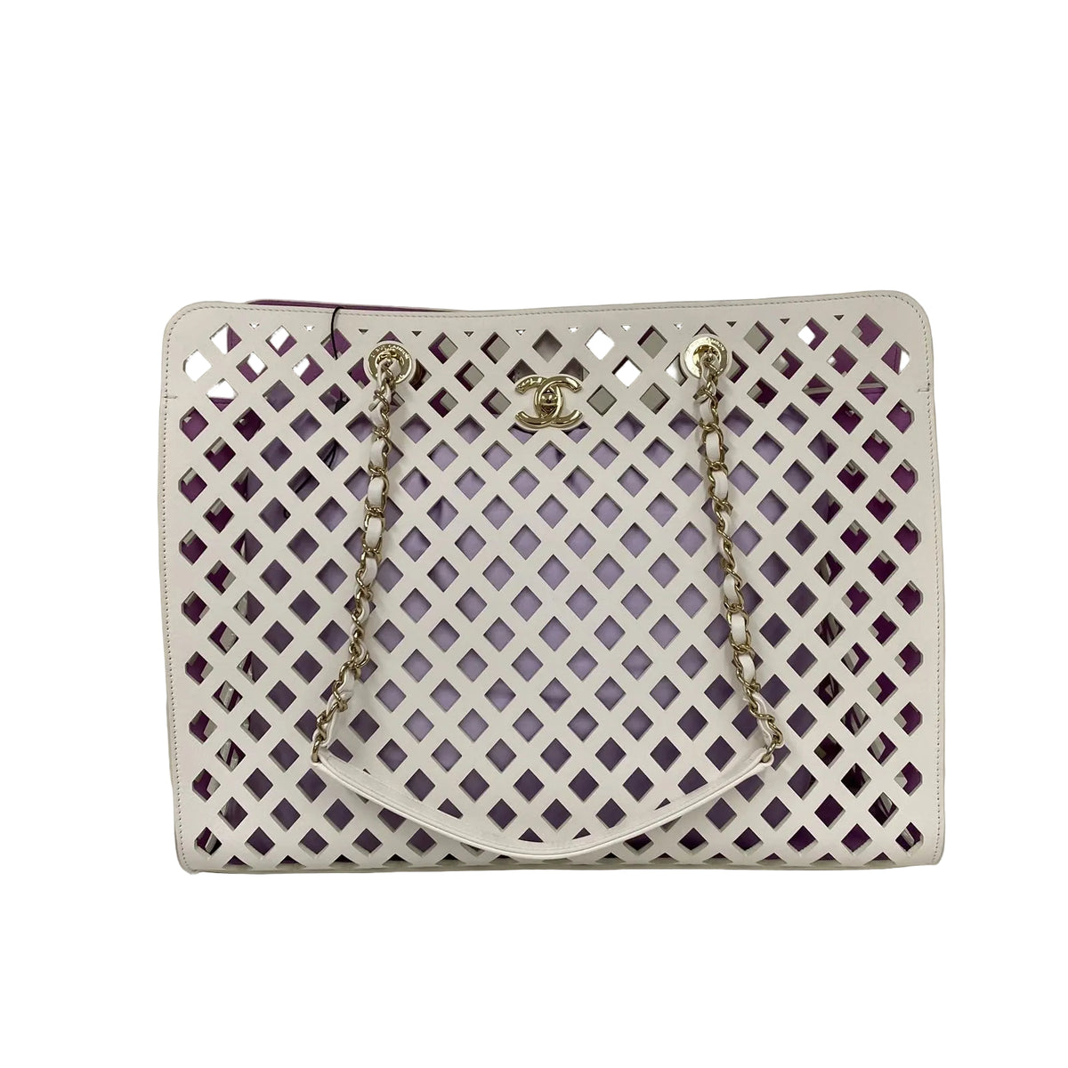 Bolsa Chanel See Through Shopping Tote Branca