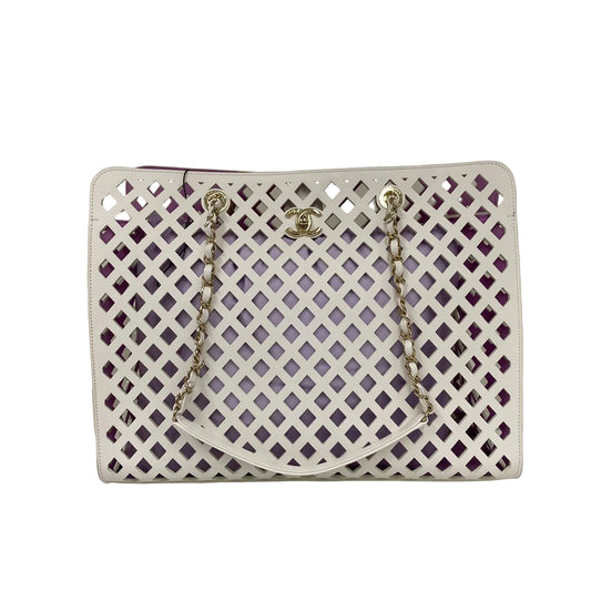 Bolsa Chanel See Through Shopping Tote Branca