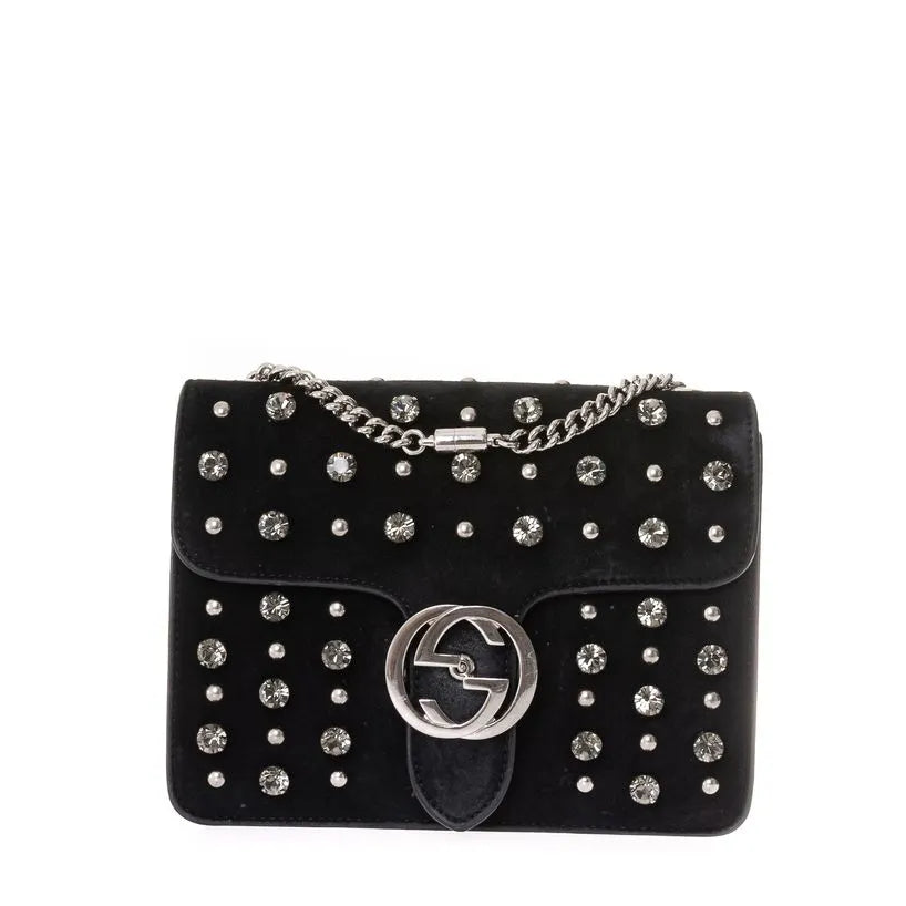Bolsa Gucci Interlocking Preta Strass