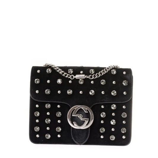 Bolsa Gucci Interlocking Preta Strass