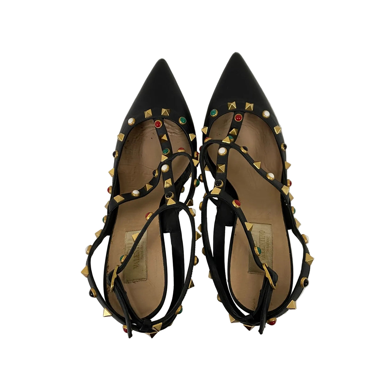 Sandália Valentino Garavani Rolling Rockstud Preta Tam 39 Br
