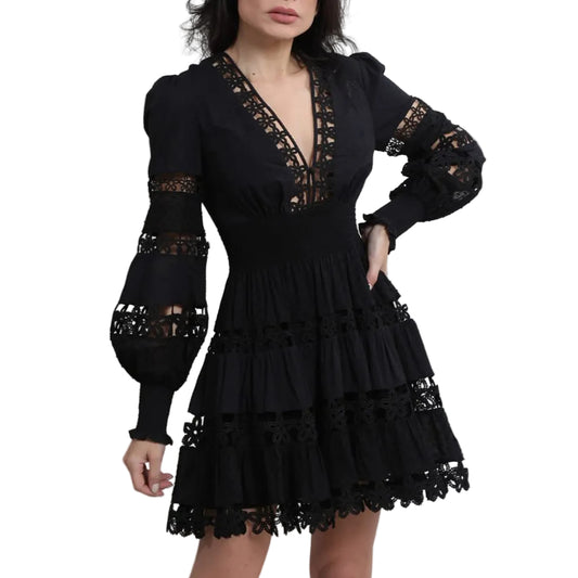Vestido Zimmermann Laise e Renda Preto Tam 36 BR