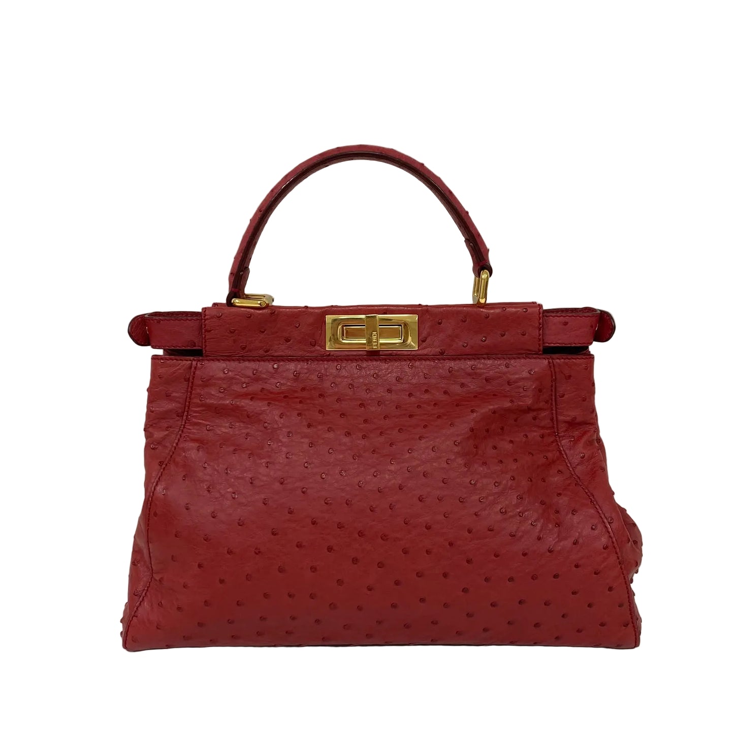 Bolsa Fendi Peekaboo Couro Avestruz Vermelha
