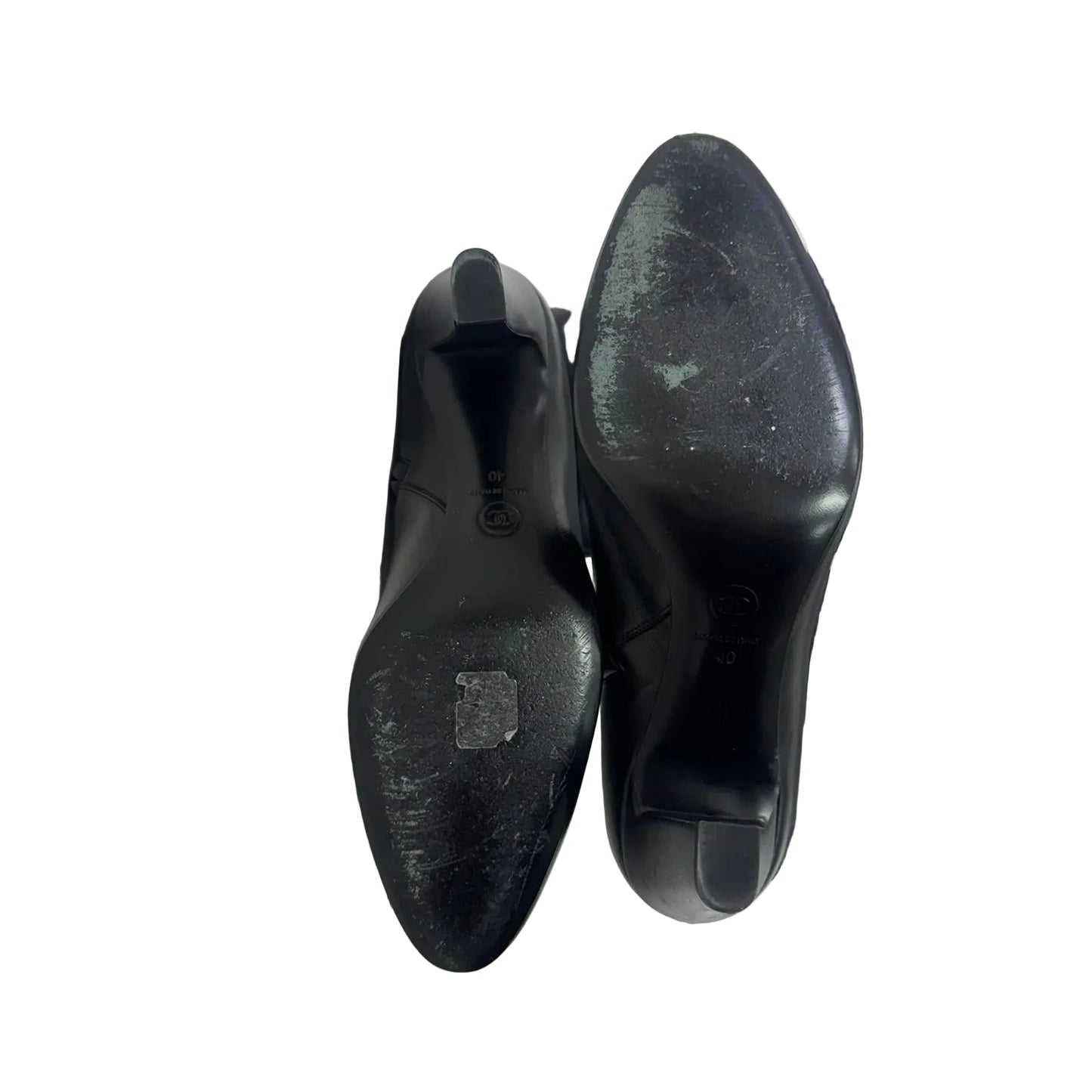 Bota Chanel Couro Preto Cano Alto Tam 38 Br