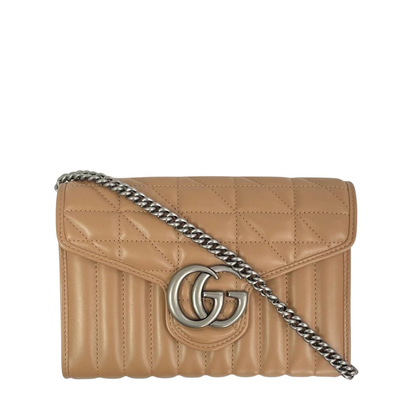Bolsa Gucci Marmont Nude Ferragem Prata