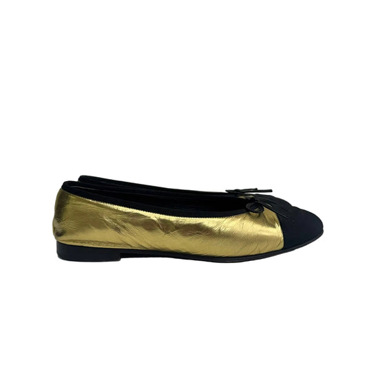 Sapatilha Chanel Dourada Tam 37 Br