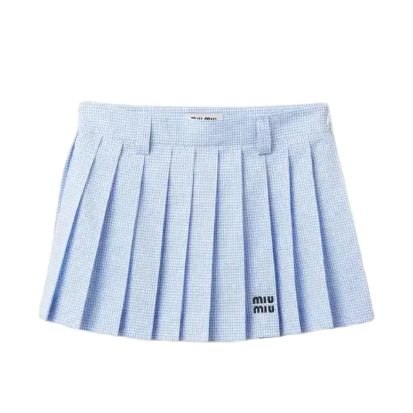 Saia Miu Miu Xadrez Azul Bebe Tam 38 Br