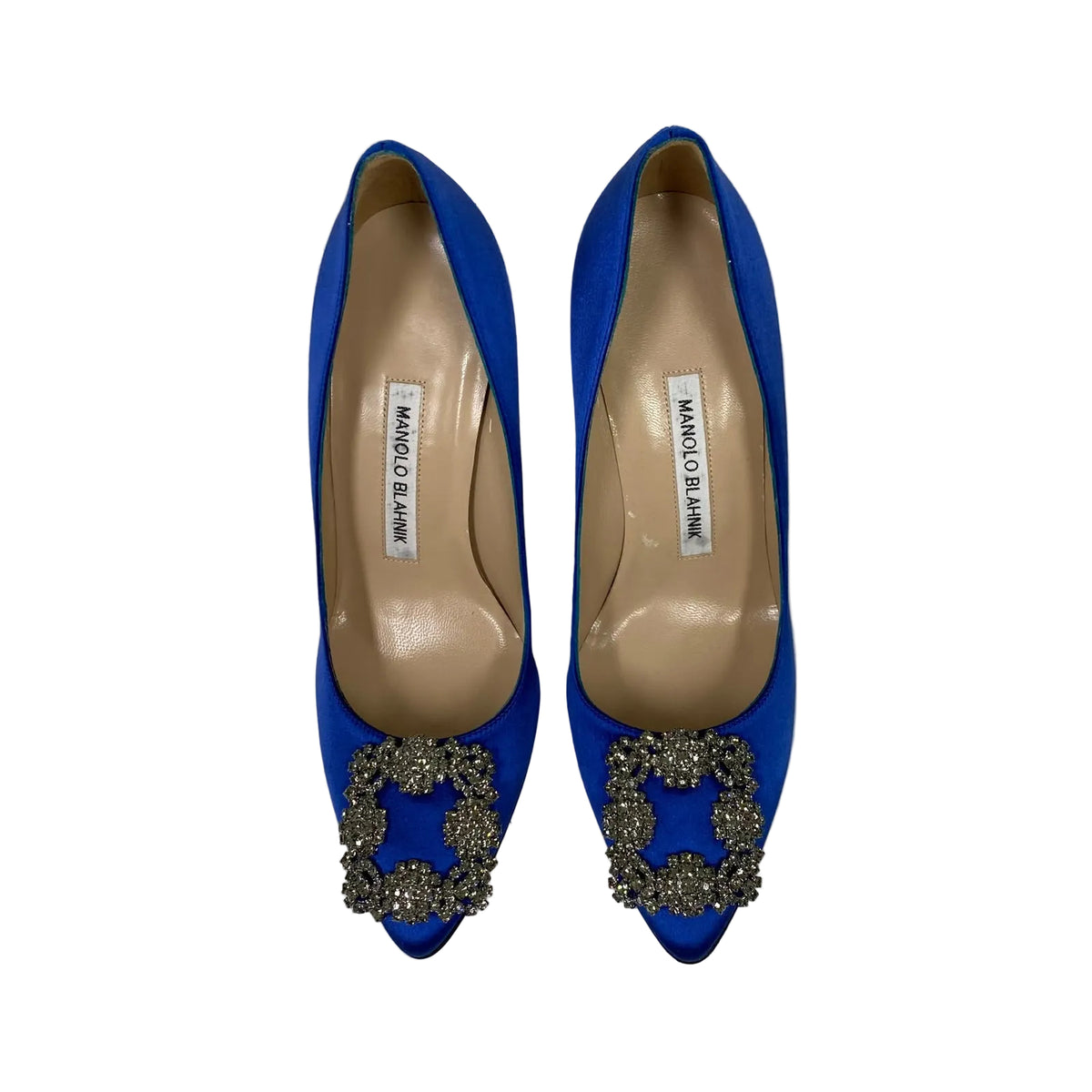 Scarpin Manolo Blahnik Azul Pedraria Tam 34 BR