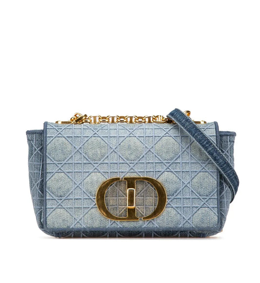 Bolsa Christian Dior Cannage Caro Denim Azul