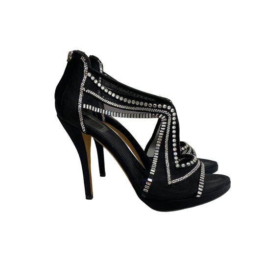 Sandalia Dior Preta Strass Tam 37 Br