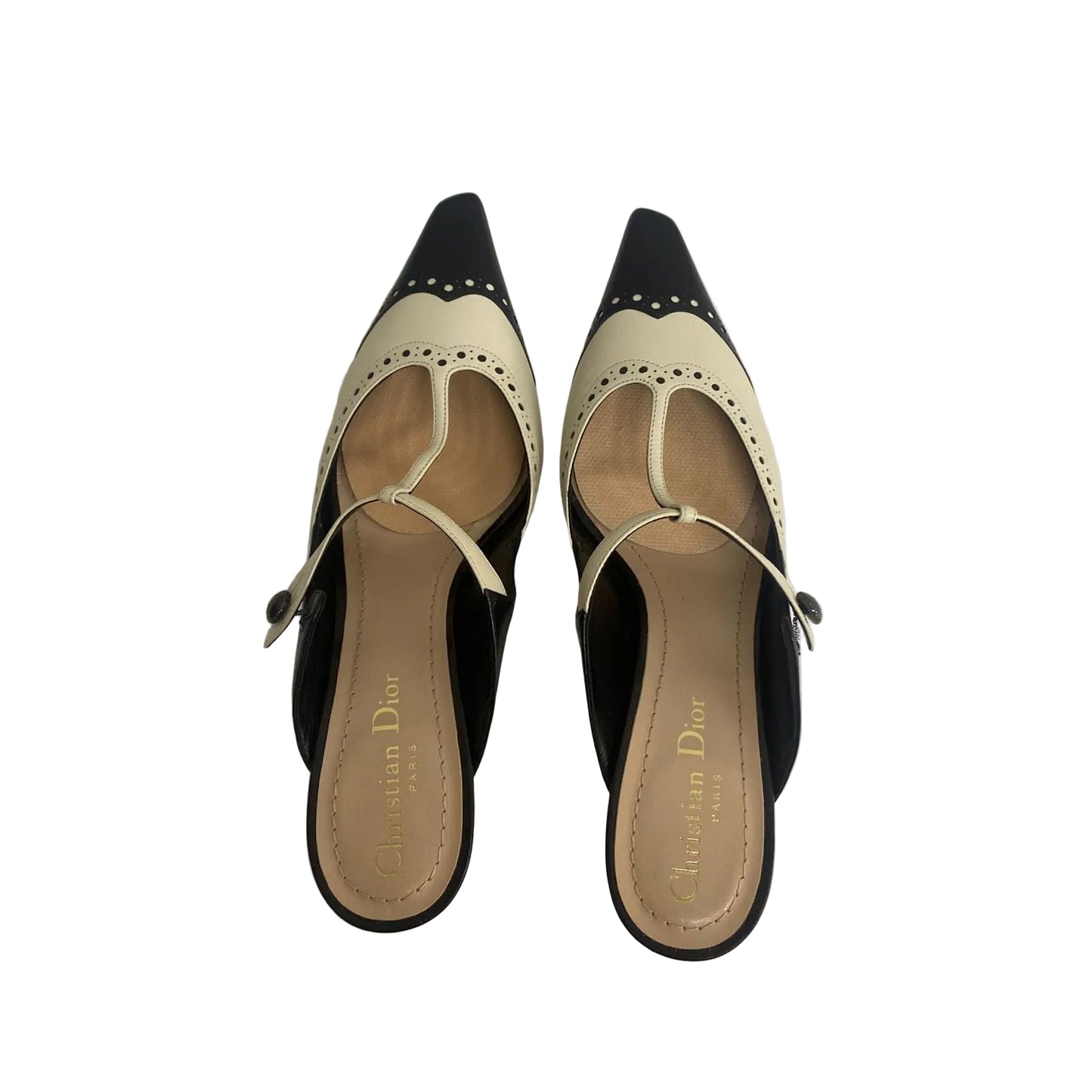 Scarpin Christian Dior Bicolor Preto e Off White Tam 34 Br