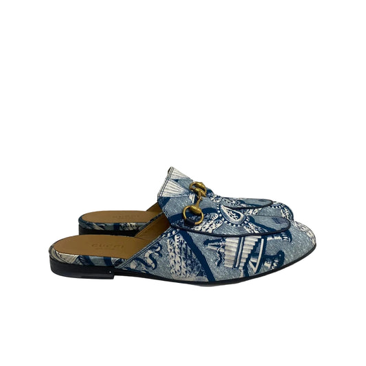 Mule Gucci Estampado Azul Tam 34,5 Br