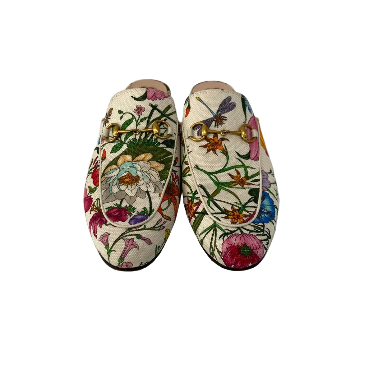 Mule Gucci Horsebit Princetown Floral Off White Tam 36,5 BR