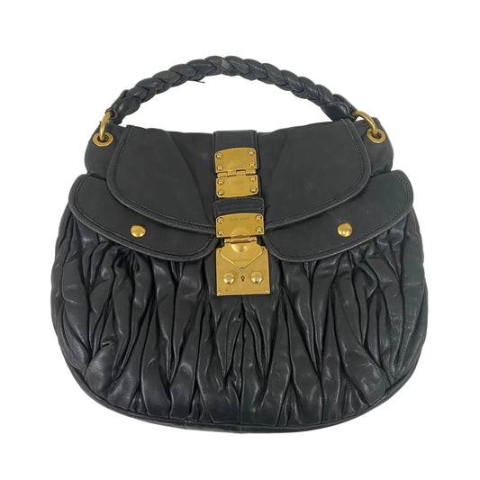 Bolsa Miu Miu Matelassé Coffer Hobo Preta