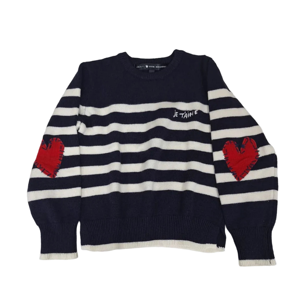 Suéter Aqua x Kerri Rosenthal Listrado Azul Marinho e branco Infantil Tam 7 Anos