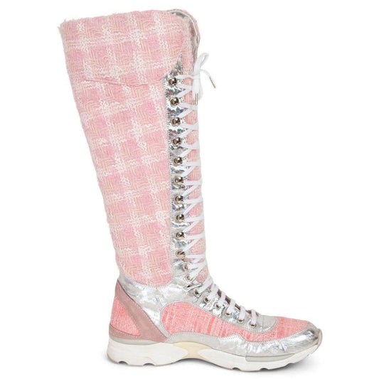 Bota Chanel Cano Longo Rosa Tam 38 Br