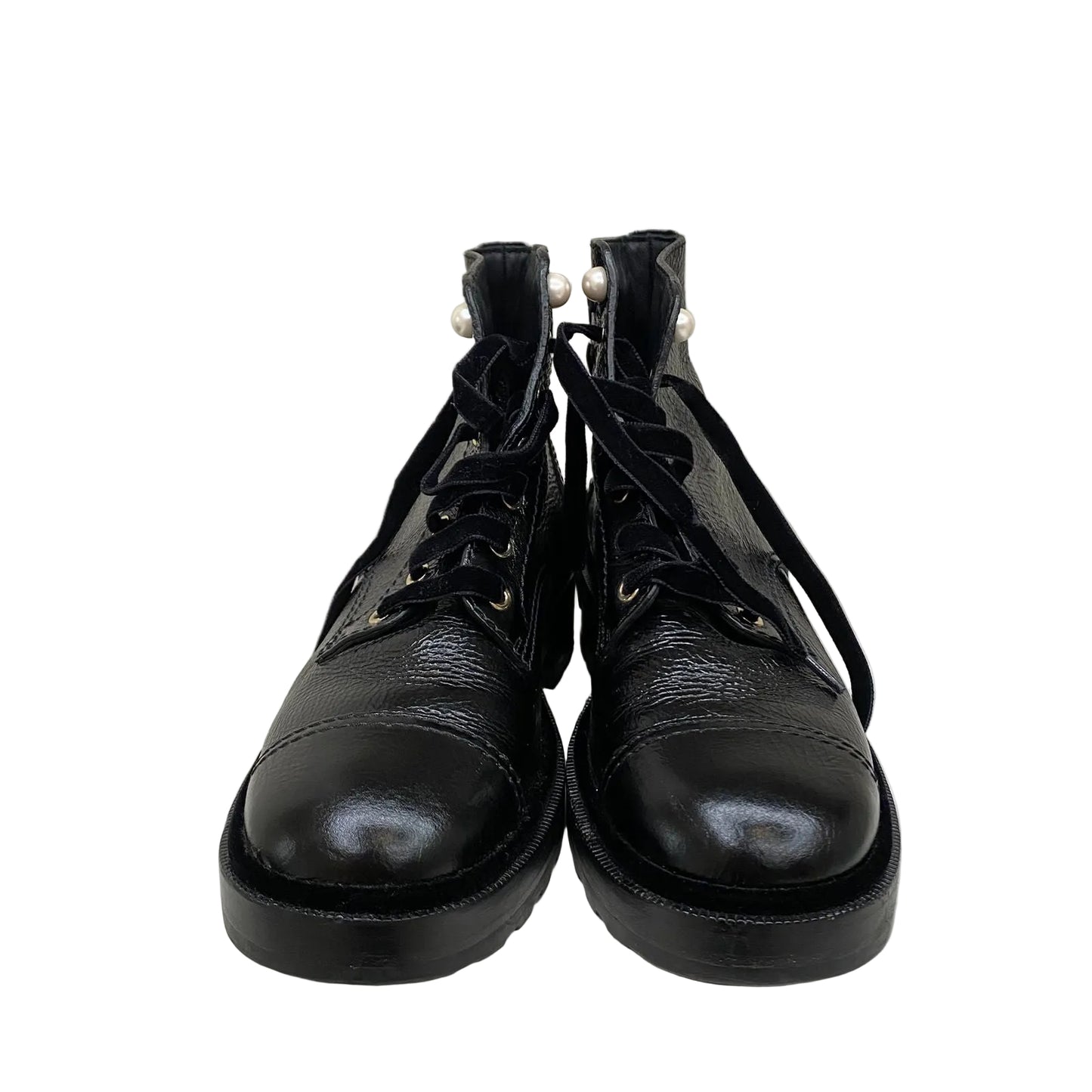 Bota Chanel Preta Detalhe em Veludo Tam 37,5 Br