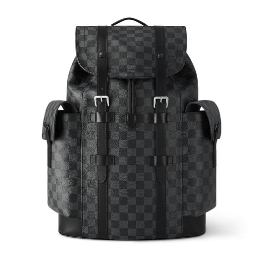 Mochila Louis Vuitton Christopher Preto e Cinza MM